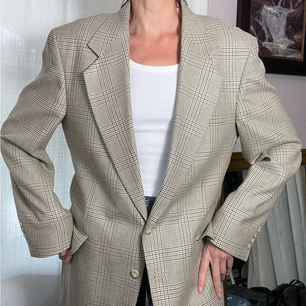 Vtg Wool Men’s Blazer Herringbone Robert Stock - Picture 4 of 15